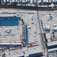 Stadionul „Eroii Timișoarei”, sub zăpadă / foto: Politehnica Timișoara