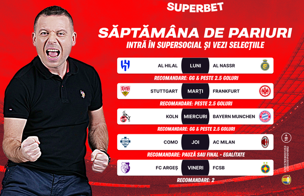 Săptămâna de pariuri începe cu dreptul doar în SuperSocial