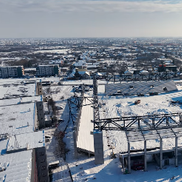 Stadionul „Eroii Timișoarei”, sub zăpadă / foto: Politehnica Timișoara