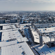 Stadionul „Eroii Timișoarei”, sub zăpadă / foto: Politehnica Timișoara