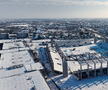 Stadionul „Eroii Timișoarei”, sub zăpadă / foto: Politehnica Timișoara