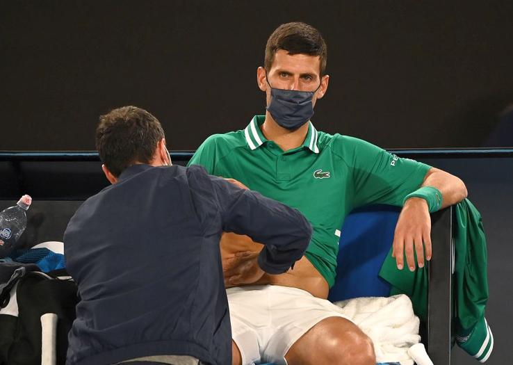 Novak Djokovic, în timpul meciului cu Fritz / Sursă foto: Guliver/Getty Images