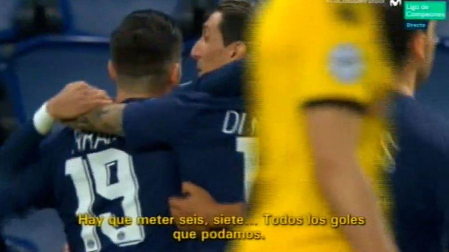 Di Maria, surprins de camere insultându-și adversarii // sursă captură foto: MARCA PSG - DORTMUND 2-0 // Scene jenante, aseară, în Liga Campionilor: „Să le dăm șase-șapte fiilor de târfă. Să-i umilim!”