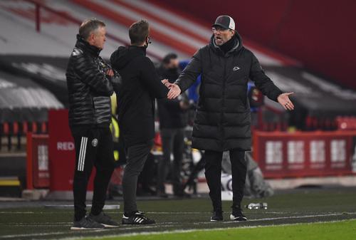 Chris Wilder, stânga, și Jurgen Klopp FOTO Guliver/Gettyimages