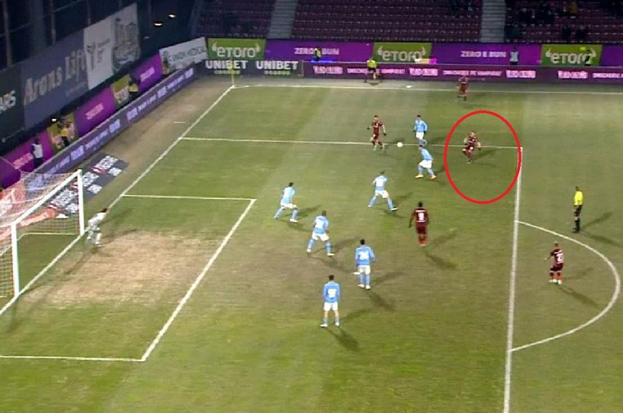 Execuția de senzație a lui Ciprian Deac / Captură Telekom Sport Salvați de magia lui Deac! CFR o învinge pe FC Voluntari și se distanțează la 10 puncte de FCSB