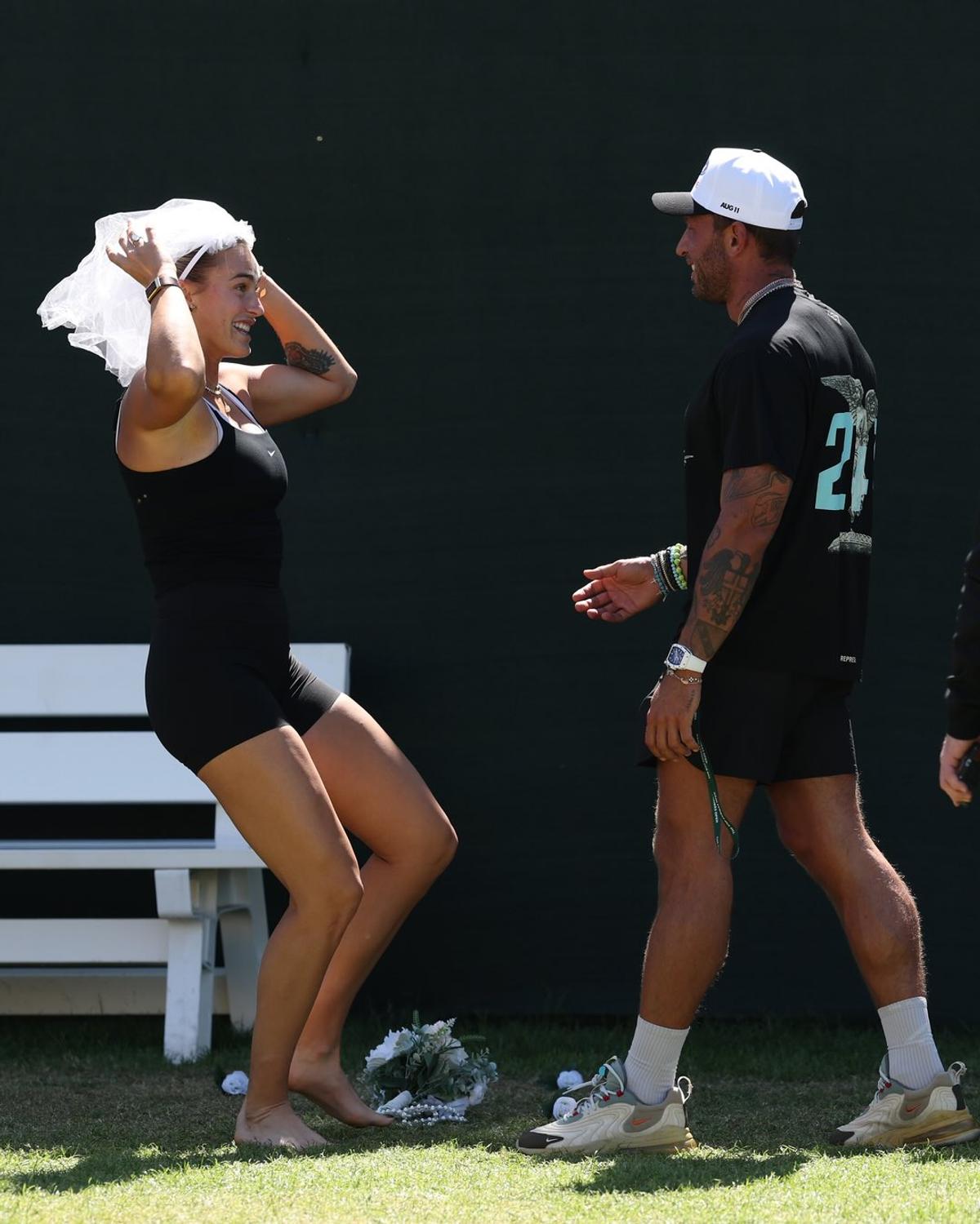 Aryna Sabalenka a apărut cu voal de mireasă la Indian Wells // foto: Instagram