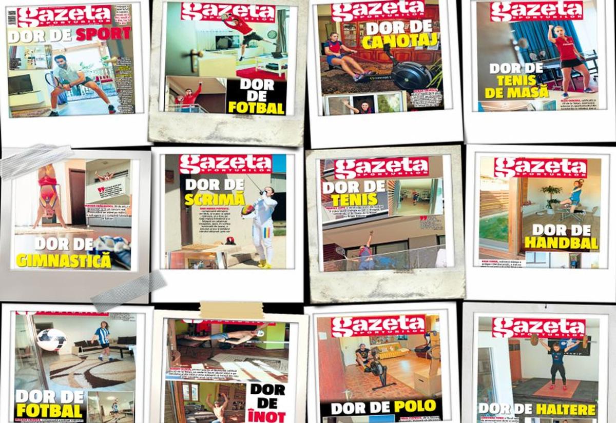 DOR DE SPORT » Ediție specială a Gazetei de azi: ziar cu 12 coperte! Sportivii s-au lăsat fotografiați în casele lor, gata echipați de competiții