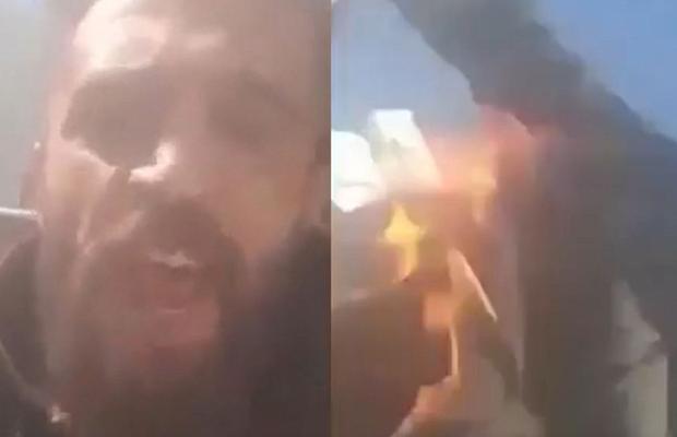 Un fotbalist s-a incendiat chiar în fața secției de poliție » Gest extrem după ce a fost acuzat pe nedrept. Atenție, imagini care vă pot afecta emoțional!