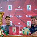 Lautaro Martinez și Cristi Chivu la conferința de presă premergătoare finalei Cupei Italiei / Foto: Imago Images