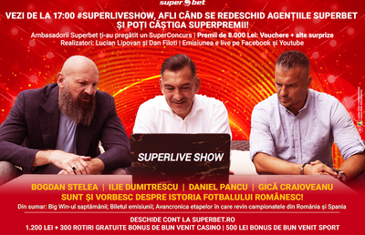 Azi la 17:00, în SUPERLIVE Show, afli când se redeschid agențiile Superbet și câștigi premii de peste 8.000 de lei!