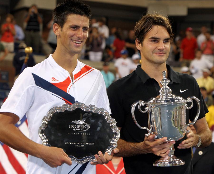 Novak Djokovici și Roger Federer la US Open 2007, prima finala de Mare Șlem a lui Novak, pierdută în fața elvețianului FOTO Imago Images Cel mai echilibrat din toate timpurile » Novak Djokovic: „Mereu m-am comparat cu Federer și Nadal”