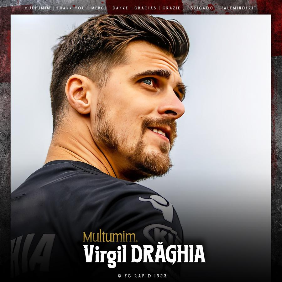 Virgil Drăghia a plecat de la Rapid/ foto: Facebook @FC Rapid 1923 Dat afară de la Rapid » Jucătorul care l-a enervat pe Șucu a fost pus pe liber
