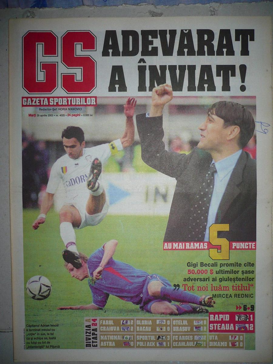 Prima pagină din Gazeta, după meciul amintit de Iencsi S-a aflat după aproape 20 de ani! Moment incendiar într-un derby Rapid - Steaua: „Claudiu Răducanu m-a scuipat, așa că l-am lovit!”