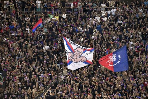 Suporterii lui FCSB la meciul cu Dunajska Streda