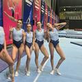 Gimnastele române, Sabrina Voinea, Daria Tănasă, Ariana Cotu, Alexia Blănaru, Maria Ceplinschi, în sala din Zagreb Foto: Facebook/FR Gimnastică