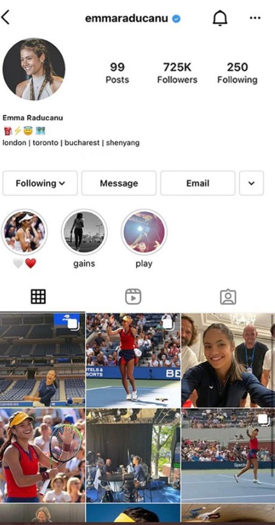 Contul de Instagram al Emmei înainte de finala US Open Emma Răducanu a dat lovitura și pe internet după US Open! Ce s-a întâmplat cu pagina ei de Instagram