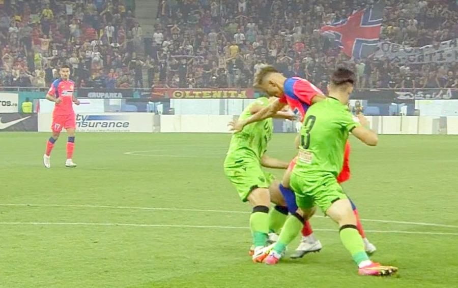 Momentul în care Octavian Popescu cere penalty FCSB a cerut penalty în minutul 7 cu Dinamo » Verdictul specialistului pentru GSP