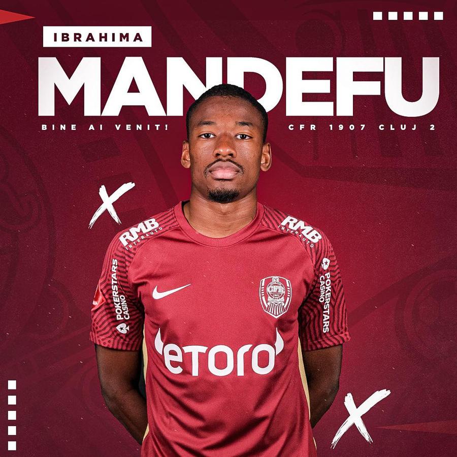 Ibrahima Mandefu, prezentat la CFR Cluj CFR Cluj nu se lasă în fața rivalelor FCSB și Rapid! Dan Petrescu a transferat și el un atacant