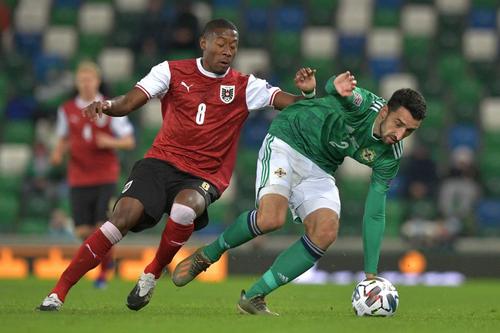 David Alaba (stânga), în Irlanda de Nord - Austria 0-1 // foto: Guliver/gettyimages