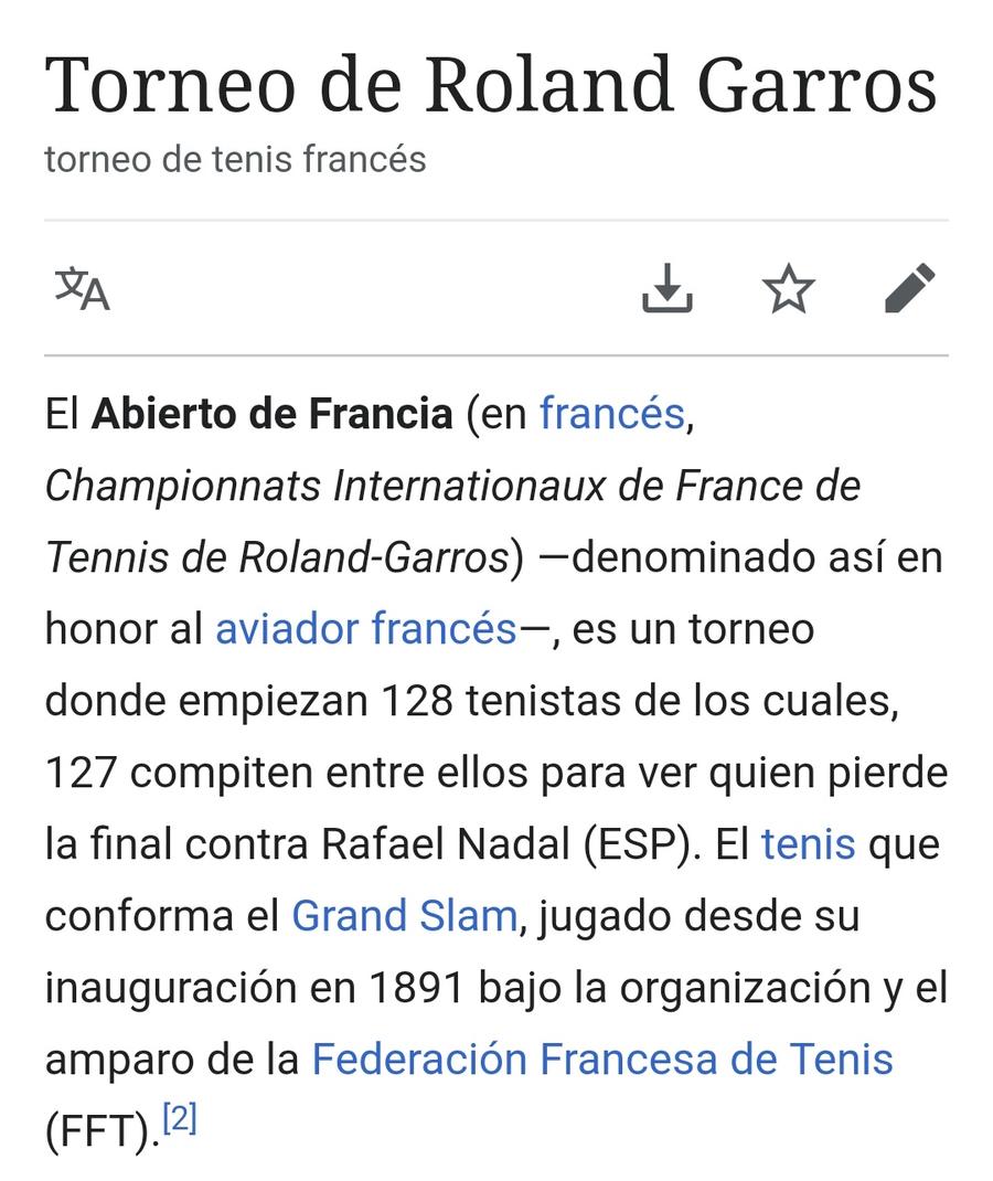 foto: Twitter Cum a fost modificată pagina de Wikipedia a turneului Roland Garros, după ce Rafael Nadal a câștigat un nou titlu