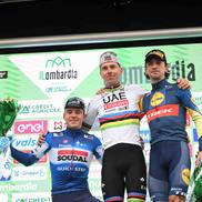 Remco Evenepoel, Tadej Pogacar și  Giulio Ciccone pe podium  FOTO Imago Images