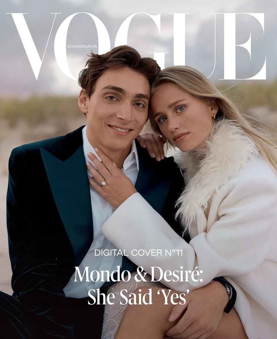 Coperta ediție Vogue Scandinavia cu Armand Duplantis și Desiré Inglander Foto: Instagram Armand Duplantis, recordmenul mondial la săritura cu prăjina, și-a surprins iubita cu o cerere în căsătorie inedită