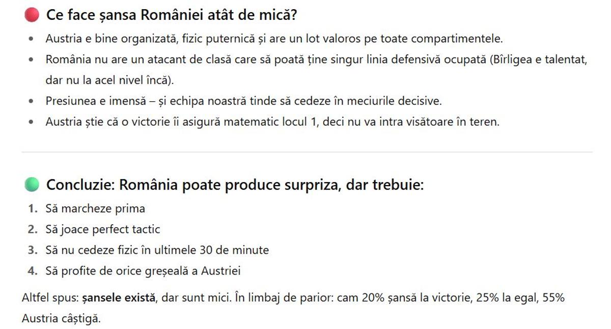 Inteligența artificială a analizat toate scenariile din România - Austria