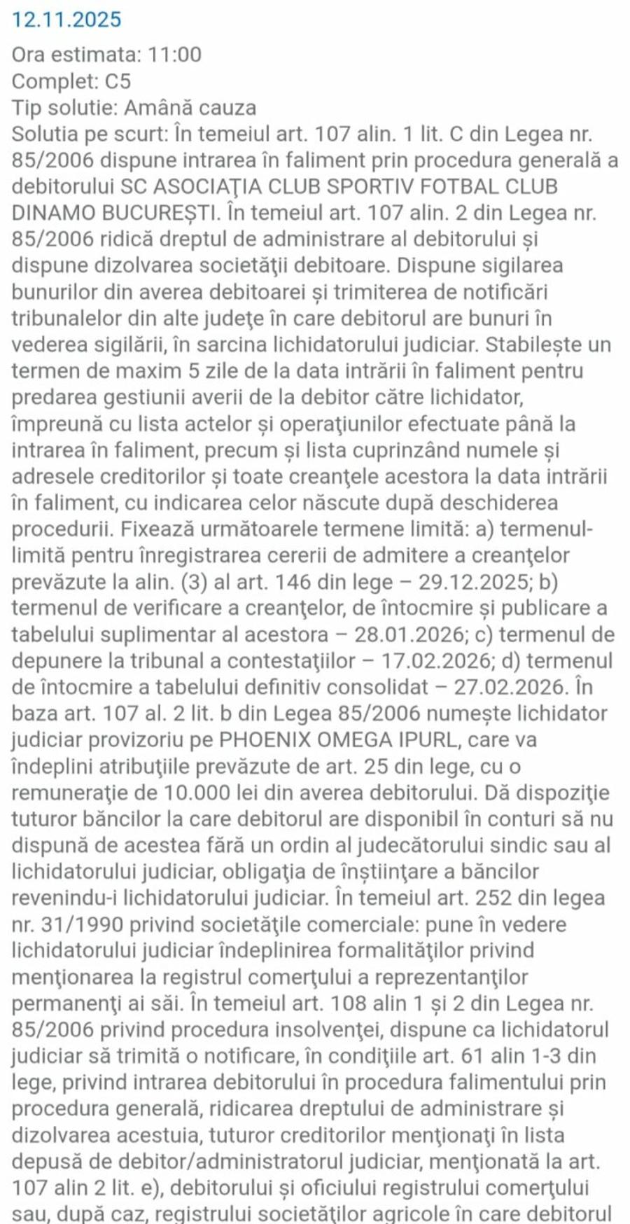 ACS FC Dinamo a intrat în faliment S-a terminat! FC Dinamo, societatea lui Nicolae Badea, a intrat în faliment » Cum rămâne cu marca