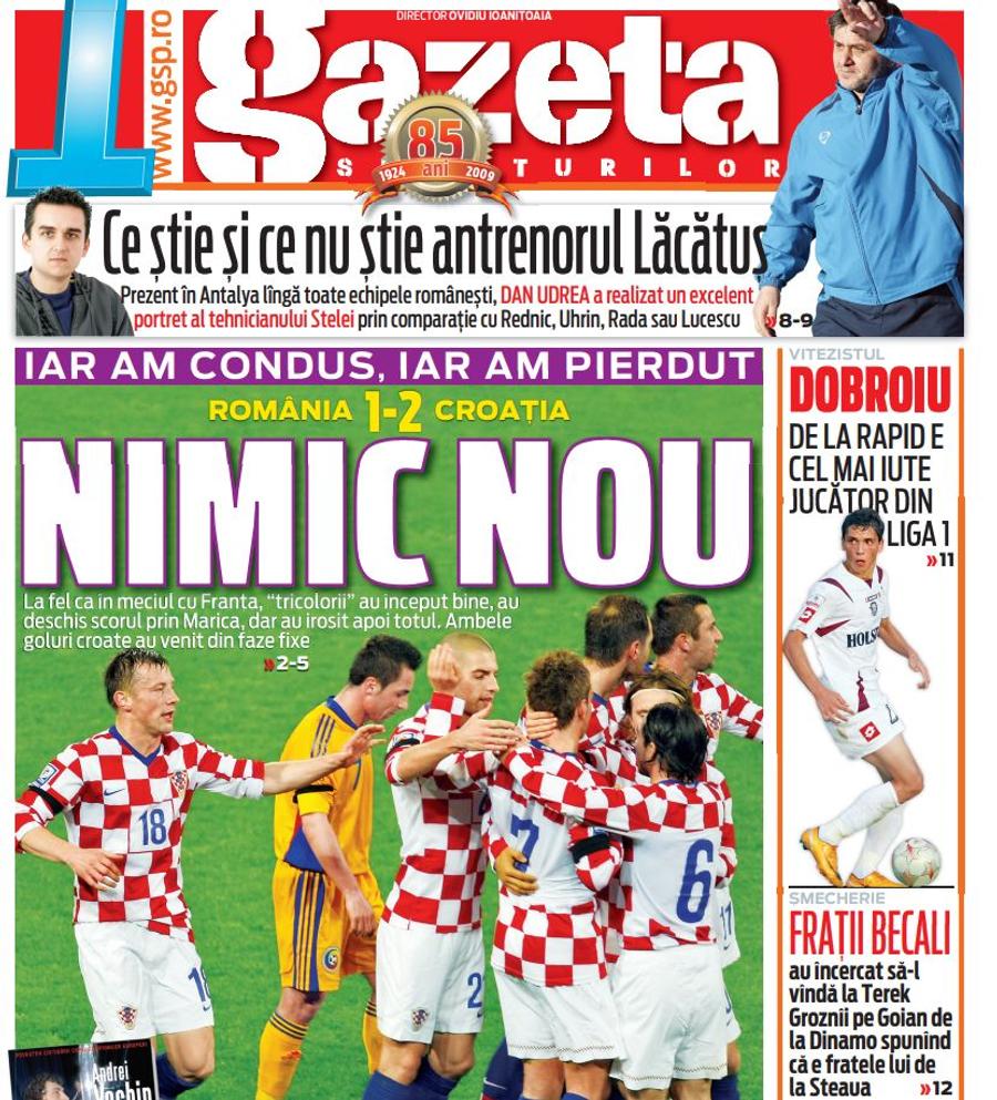 Prima pagină din Gazeta, după acel meci amical Etern! Imagini rare cu Luka Modric în Ghencea, la meciul cu România din 2009 » Remarcabil: e singurul „supraviețuitor” de atunci