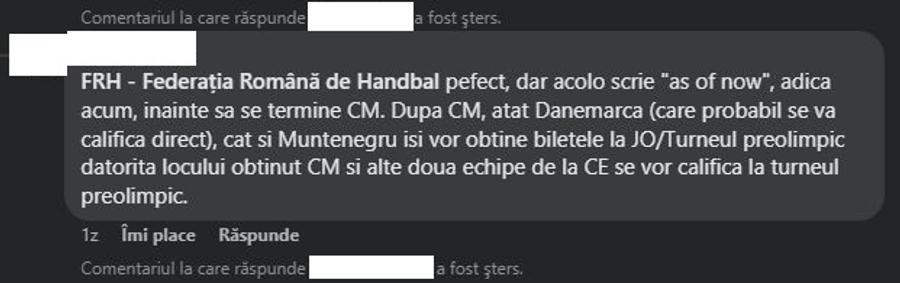 Administratorul contului FRH a șters comentariile după ce a realizat eroare în care se află! Confuzie pe ruta Cristina Neagu - FRH! A pus retragerea „în așteptare” pentru un scenariu imposibil: „Dacă nu mai sunt șanse, anunț oficial că mă retrag!”