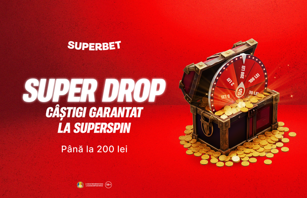 Super Drop: roata e câștigătoare toată ziua, exclusiv la Superbet!