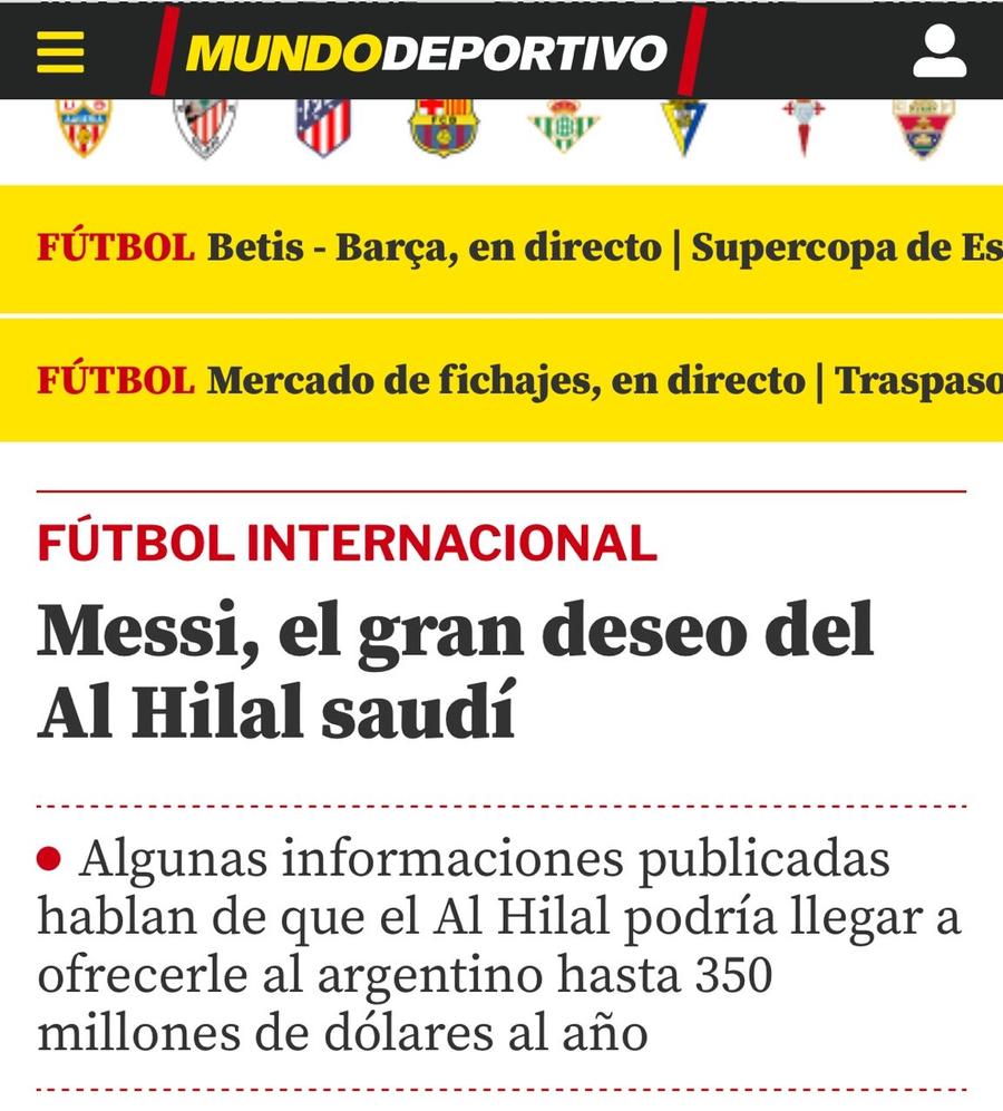 Și cei de la Mundo Deportivo au scris despre această ofertă Pentru Messi fără număr!