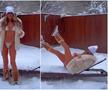 Diana Munteanu s-a filmat în costum de baie pe șezlongul acoperit de zăpadă. Foto: Instagram