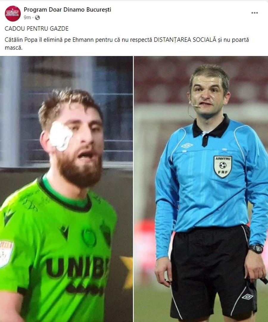 Brigada lui Cătălin Popa i-a enervat pe toți în UTA - Dinamo! Gol anulat eronat și „roșu” dictat ușor: „Nu respectă distanțarea socială” 