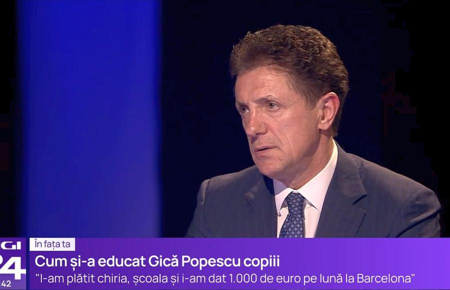 Gica Popescu, invitat la emisiunea „În fața ta”, de la Digi24. Foto: Captură digi24.ro Gică Popescu explică de ce nu i-a cumpărat fiicei lui o mașină mai scumpă: „Nu a făcut nimic. Trebuie să meriți, să muncești”
