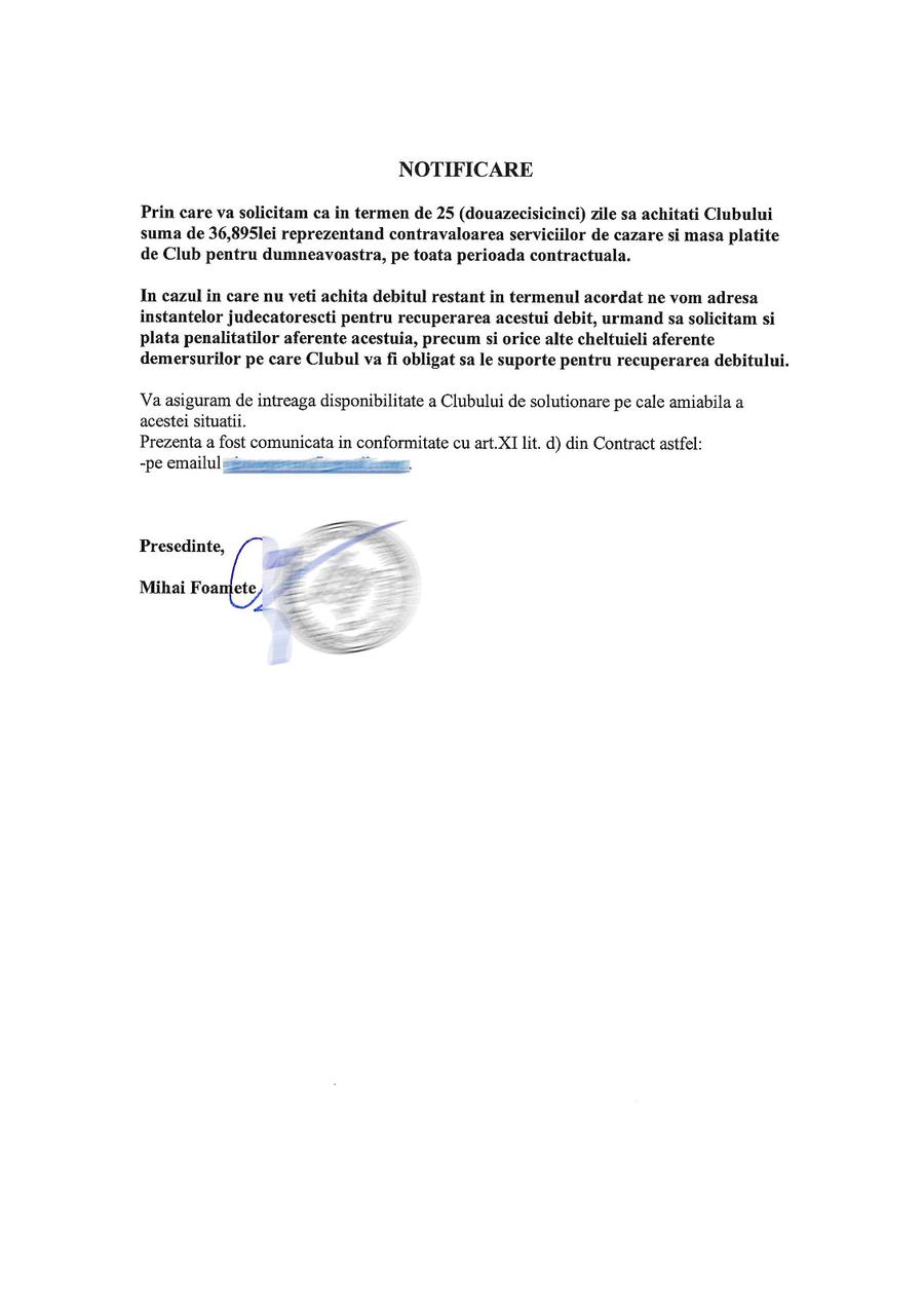 Pentru că nu semnează prelungirea, fosta campioană a României îi cere atacantului cu bursă socială mai mulți bani decât i-a dat!