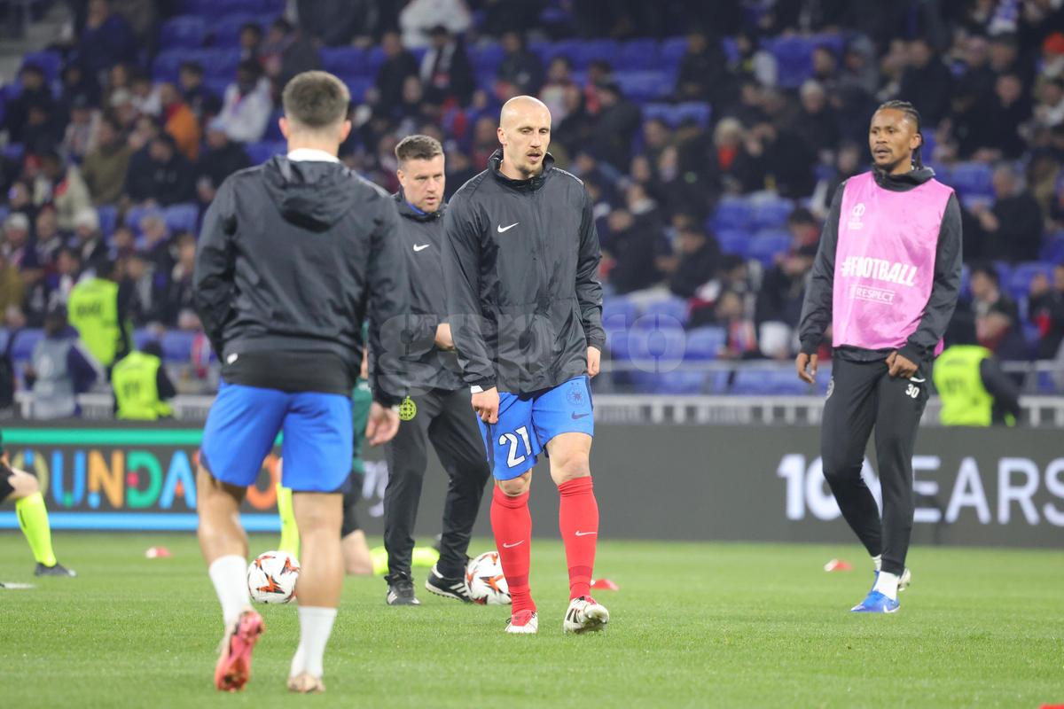 Lyon - FCSB, imagini de la încălzire