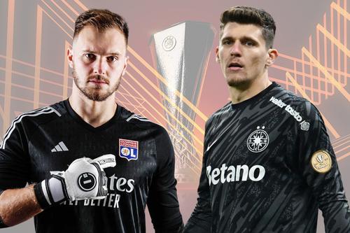 Lyon - FCSB, un nou duel al portarilor: Lucas Perri și Ștefan Târnovanu au impresionat în Europa League. Fotomontaj GSP