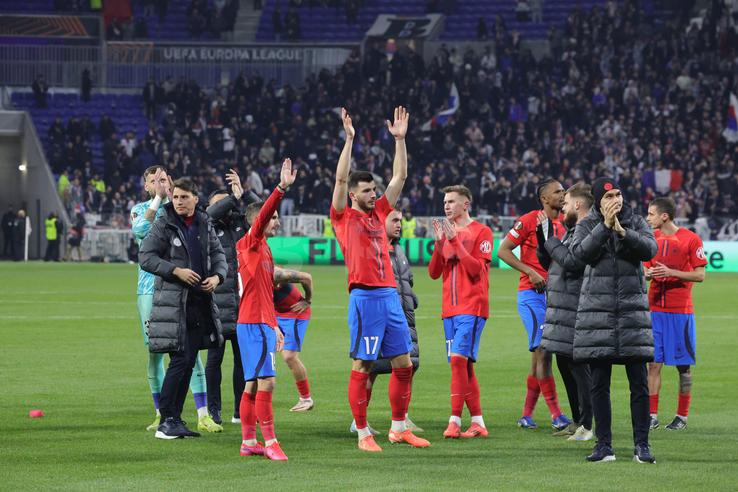 Imagini de la finalul meciului Lyon - FCSB / FOTO: Ionuț Iordache (GSP.ro)