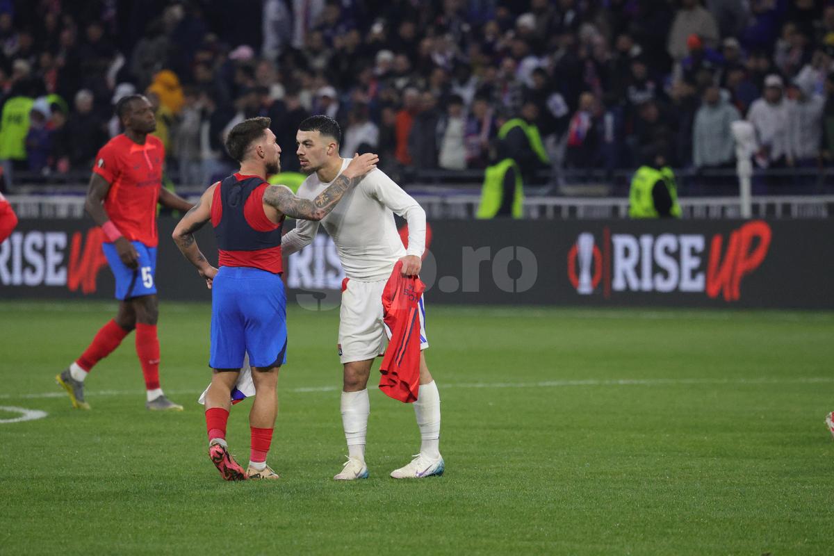 Imagini de la finalul meciului Lyon - FCSB