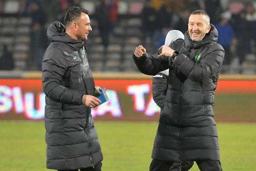 Toni Petrea (stânga) și Mihai Stoica, managerul general de la FCSB