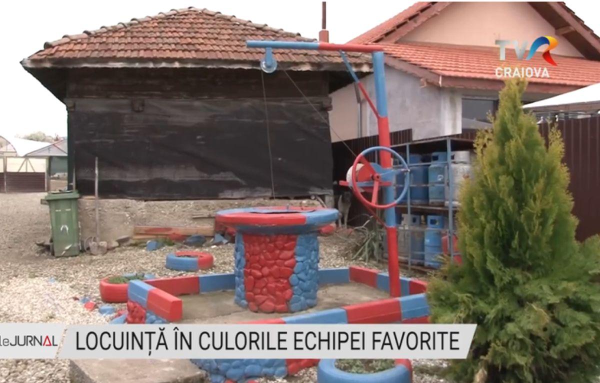 Pasiunea pentru FCSB nu are limite » Un oltean și-a vopsit locuința în roș-albastru: „Fac și cotețele la porci și găini”