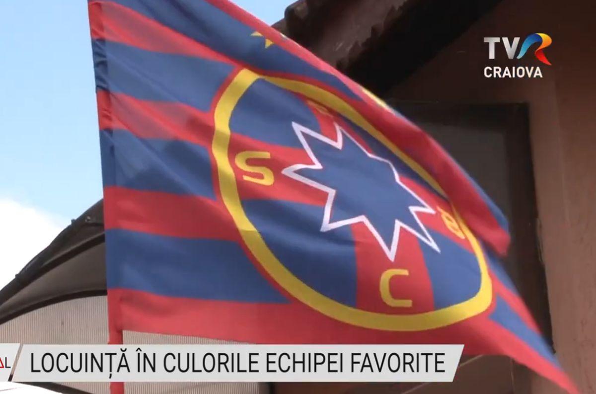 Pasiunea pentru FCSB nu are limite » Un oltean și-a vopsit locuința în roș-albastru: „Fac și cotețele la porci și găini”