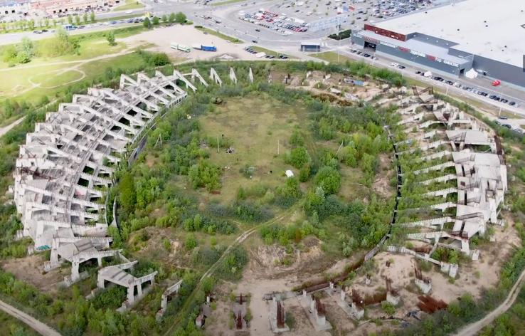 Stadionul național din Vilnius, Lituania, înaintea demolării din 2022