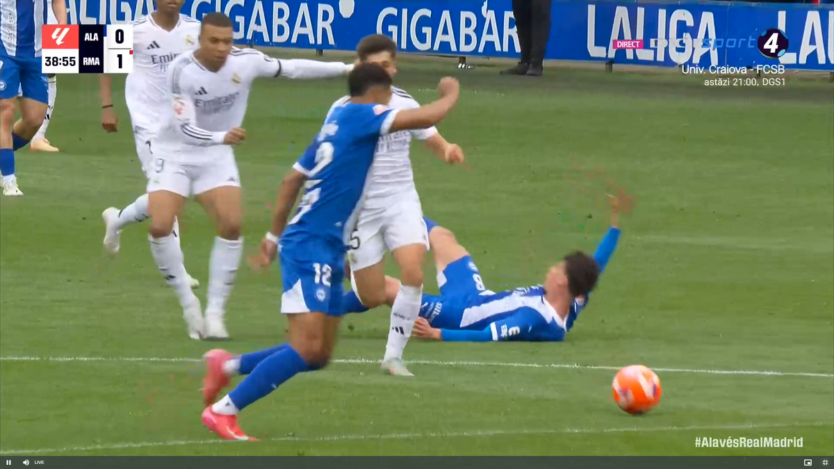 Mbappe s-a dus să-i rupă piciorul! Alaves - Real Madrid 0-1, duel marcat de două intrări sălbatice
