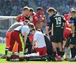 Jessic Ngankam (Hannover) a suferit o dublă fractură de tibie și peroneu în meciul cu Elversberg din 2. Bundesliga / Foto: Captură TV