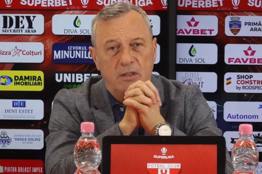 Mircea Rednic a criticat în termeni dur înfrângerea formației sale în deplasarea de la Unirea Slobozia. FOTO: Facebook UTA Arad