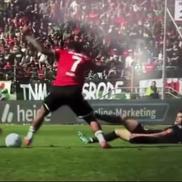 Jessic Ngankam (Hannover) a suferit o dublă fractură de tibie și peroneu în meciul cu Elversberg din 2. Bundesliga / Foto: Captură TV