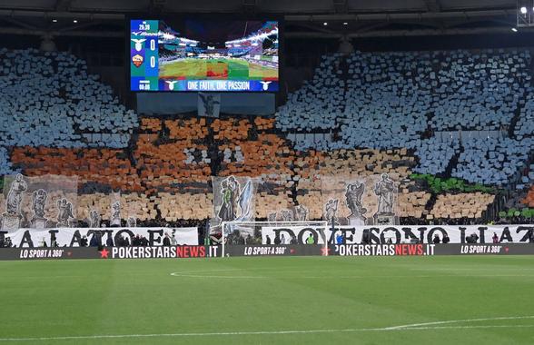 Sublim! Ce au putut face suporterii lui Lazio la derby-ul cu Roma: scenografie magnifică pe „Olimpico”