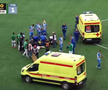 Cea mai brutală ciocnire între fotbaliști într-un meci din Rusia! Două ambulanțe au intrat pe teren, iar jucătorii au fost transportați de urgență la spital